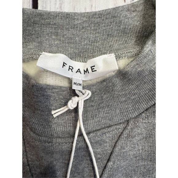 Frame Shirred Shoulder Gray Sweatshirt In Gris Heather SZ M NWT - Picture 4 of 7